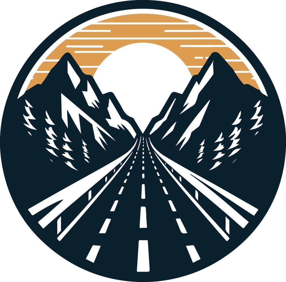 A road with mountains in the background vector