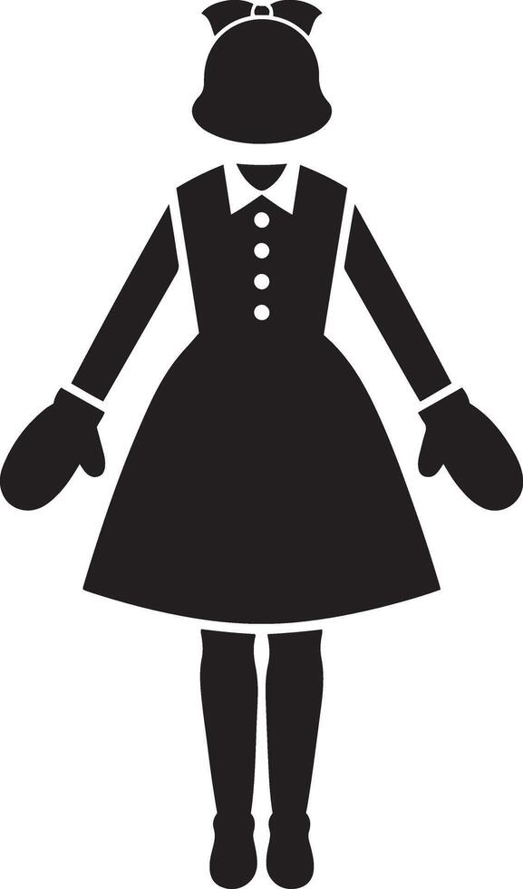 A silhouette of a girl in a dress and hat vector