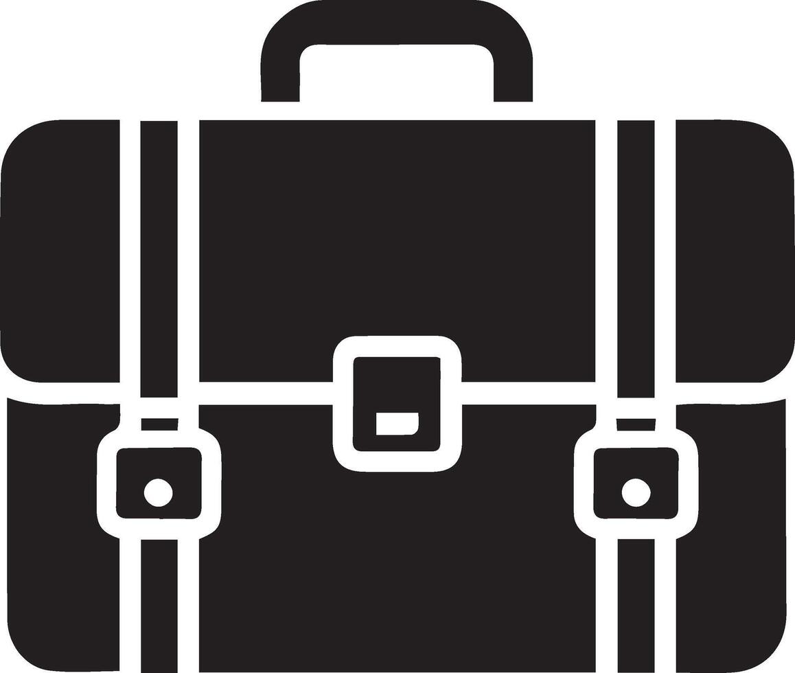 A black briefcase icon on a white background vector