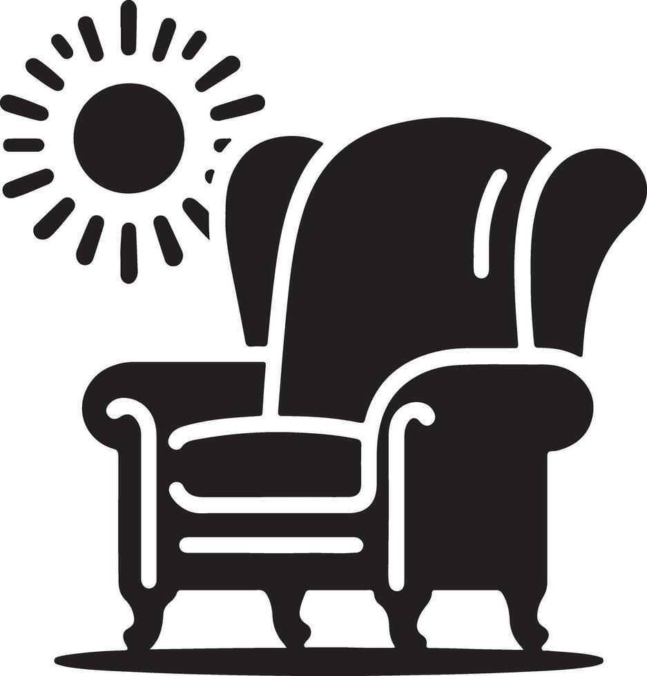 An icon of a chair with the sun behind it vector