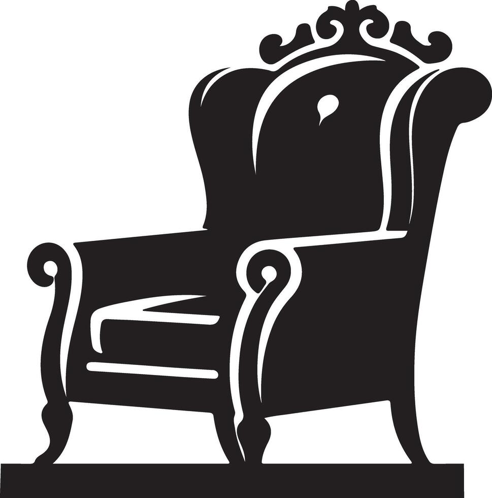 An old chair with a crown on top vector