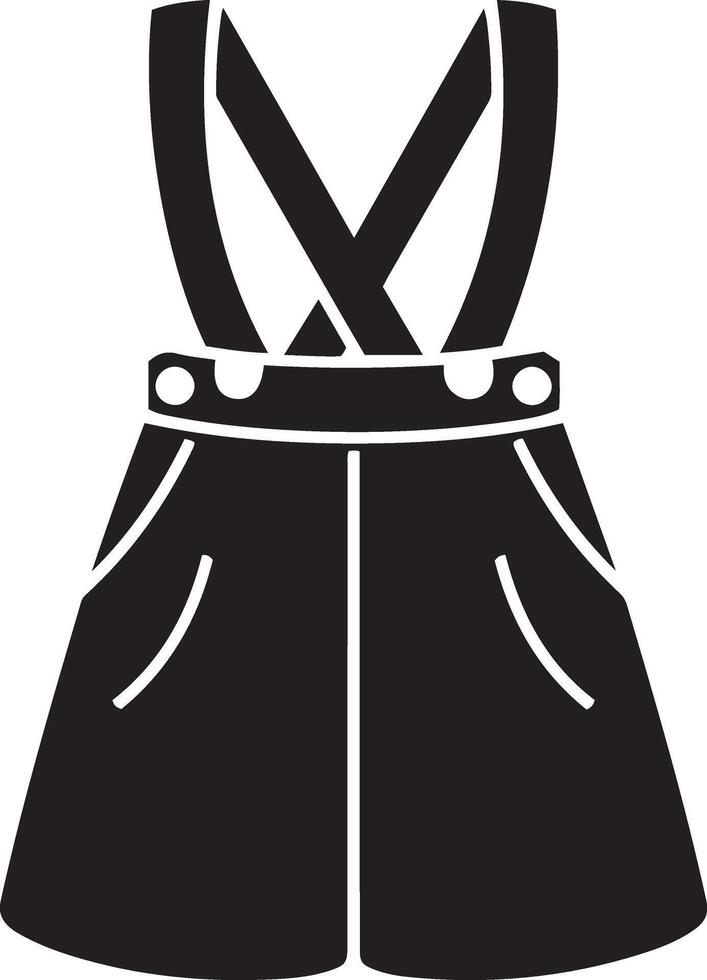 A black and white illustration of a pair of overalls vector
