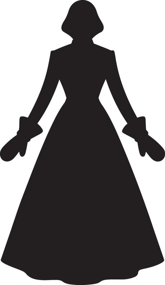 A silhouette of a woman in a long dress vector