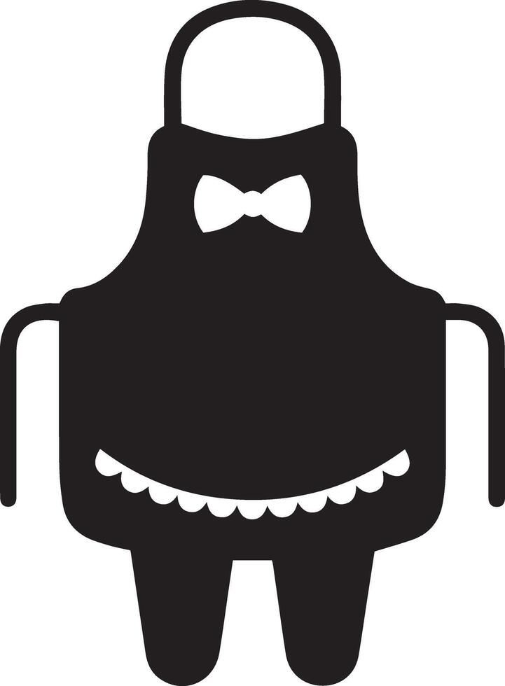 A black and white apron with bow tie vector