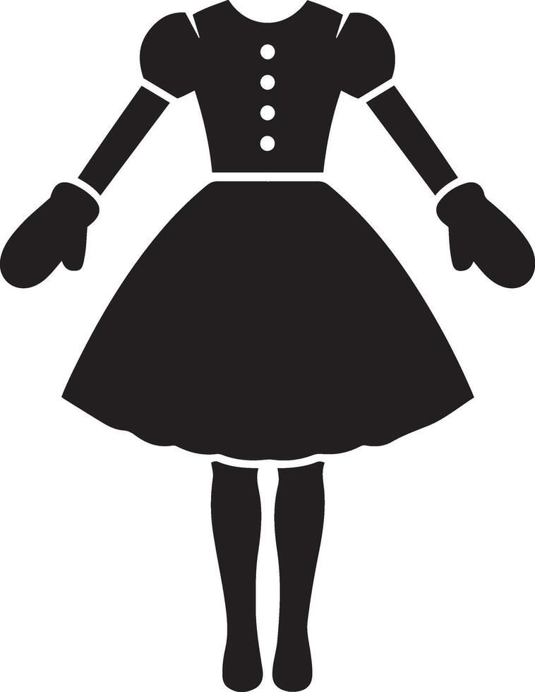 A black and white silhouette of a girl in a dress vector