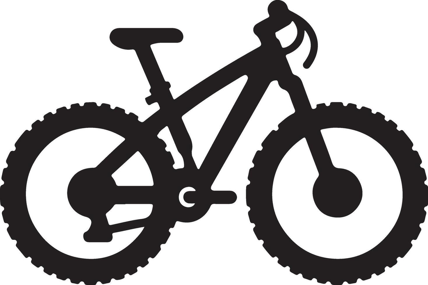 A black and white silhouette of a mountain bike vector