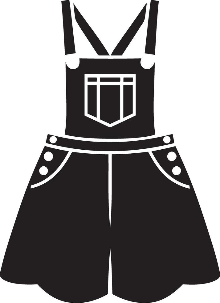 A black overall dress with pockets on the front vector