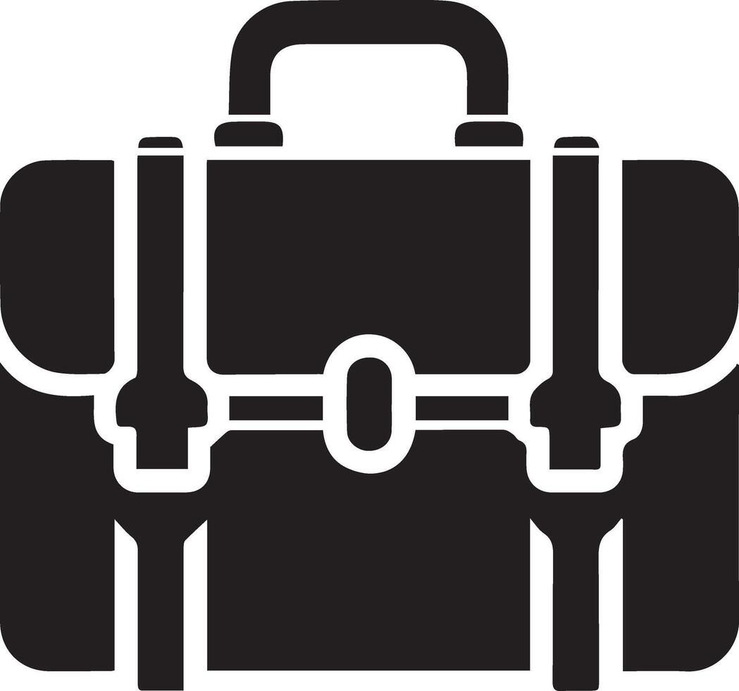 A black and white illustration of a briefcase vector