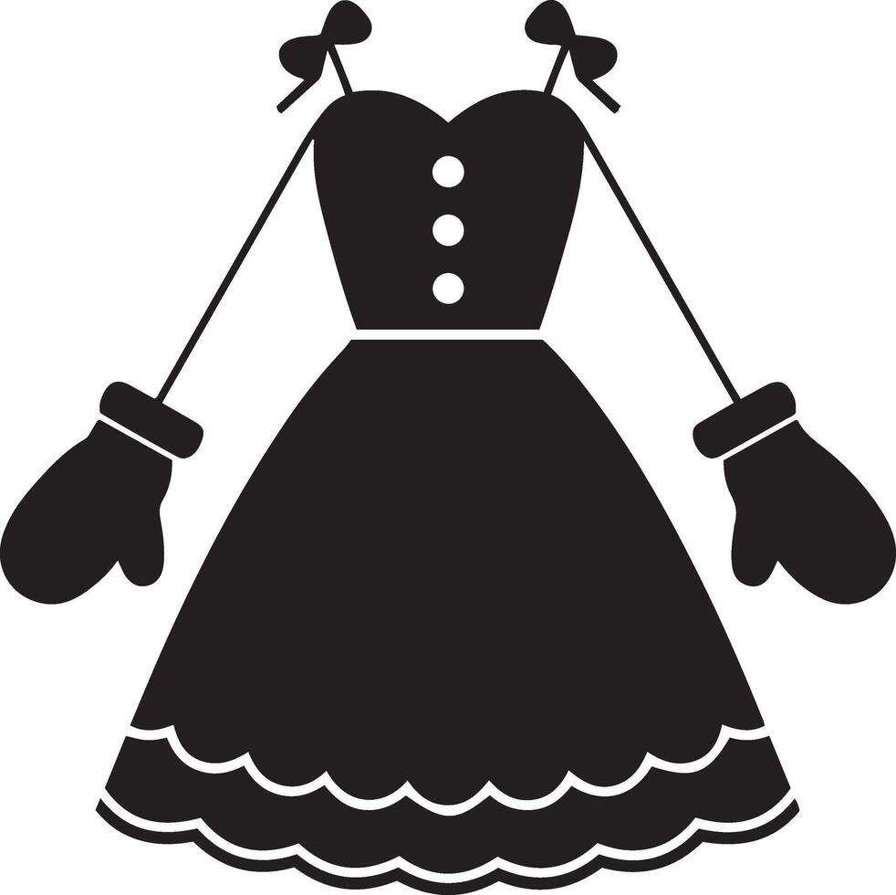 Dress and mittens icon vector