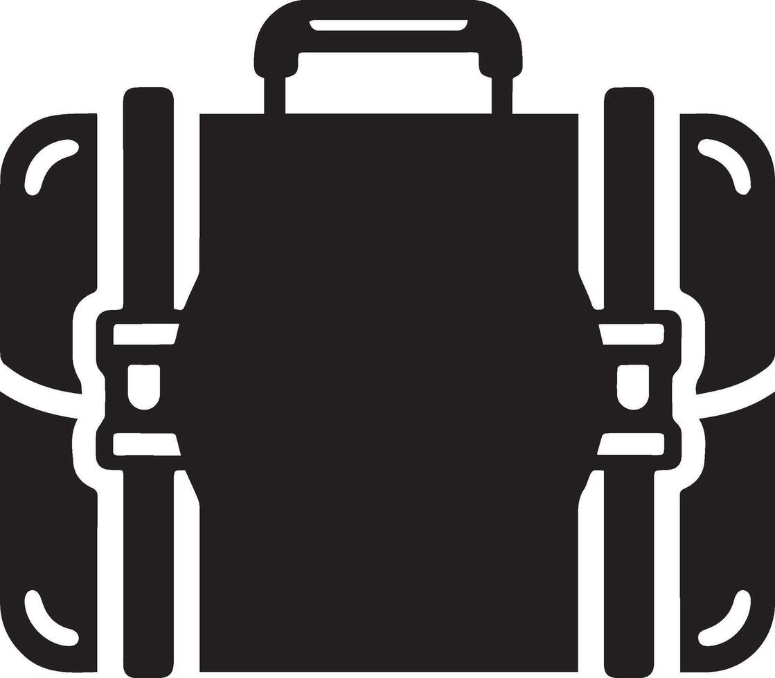 A black and white illustration of a suitcase vector