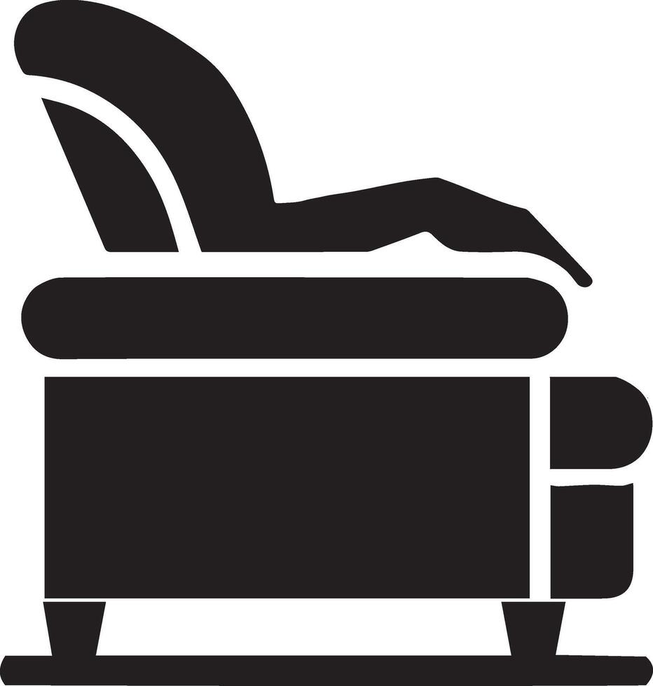 A black and white silhouette of a recliner vector