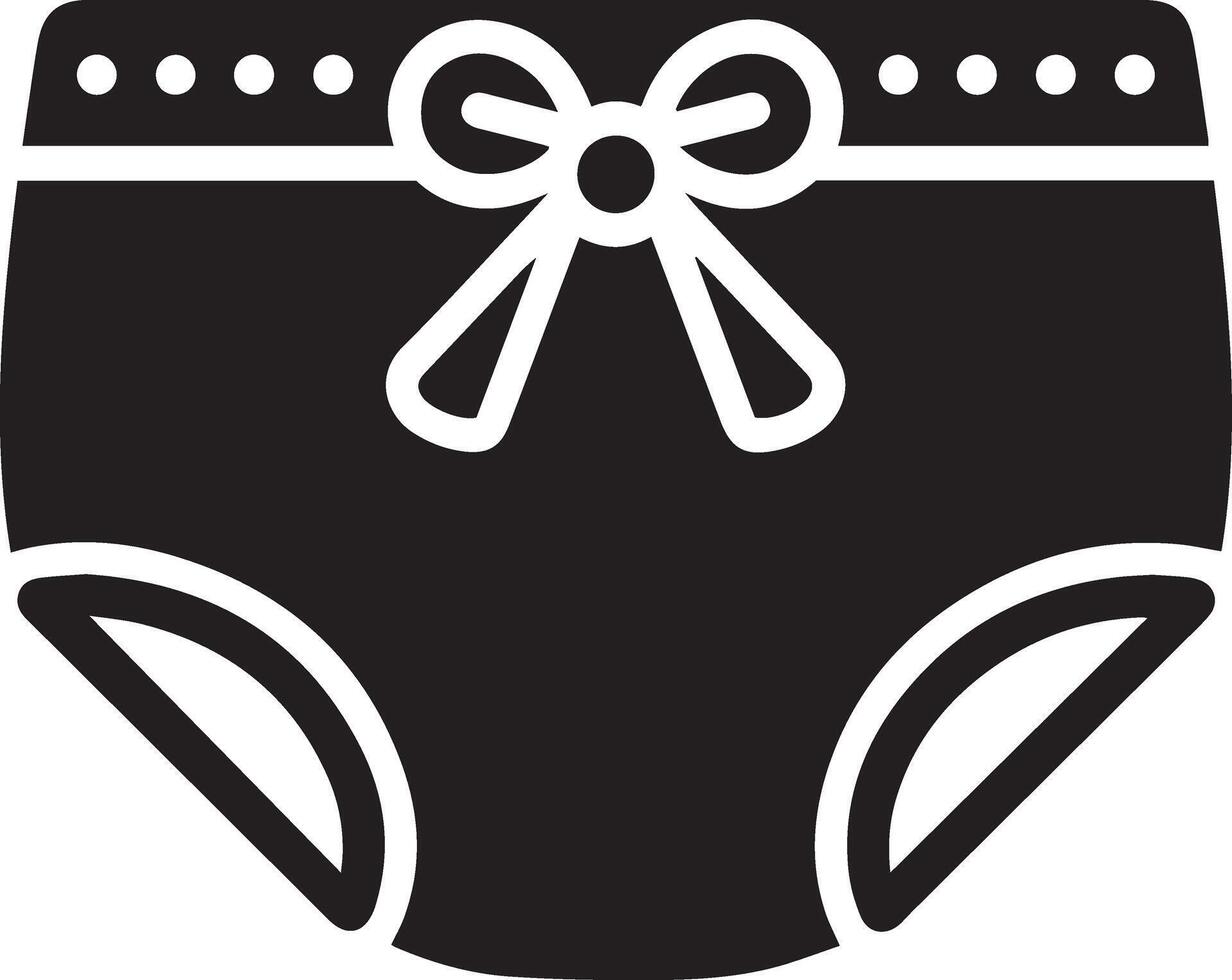 A black and white illustration of a diaper with a bow vector