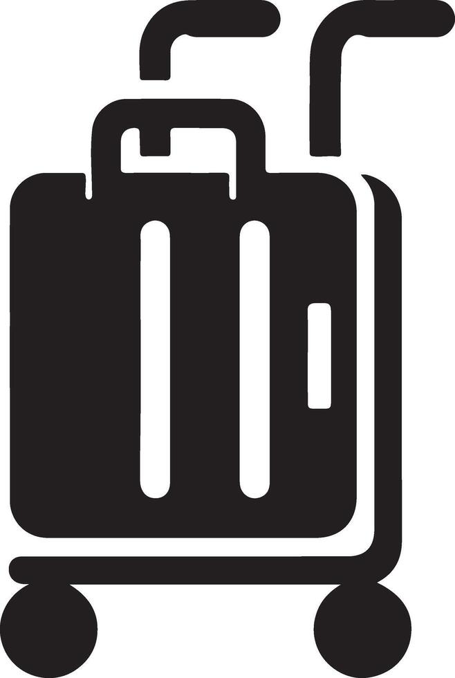 A black and white suitcase icon on a white background vector