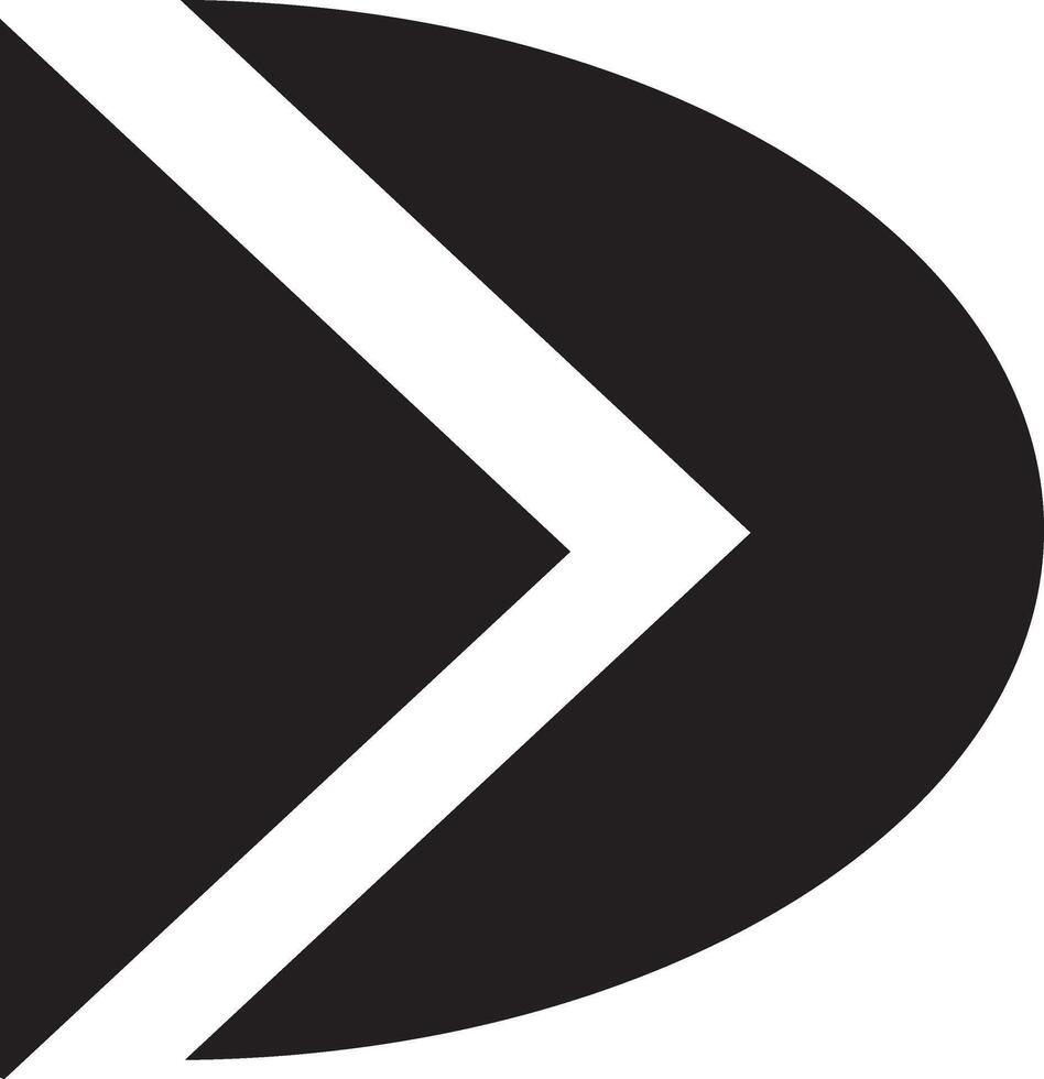 The arrow logo is black and white vector