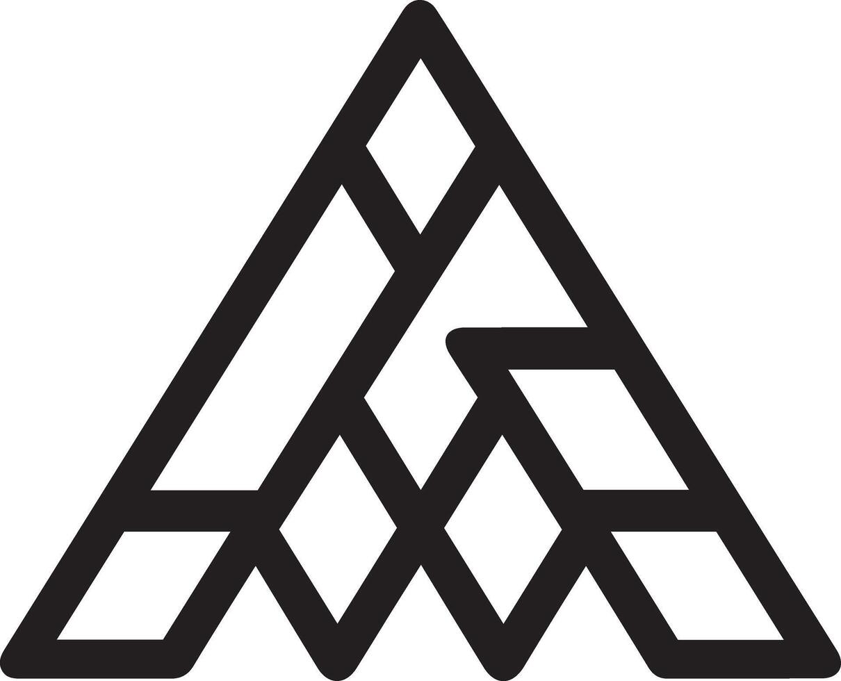 The logo for the company is a triangle with a black and white design vector
