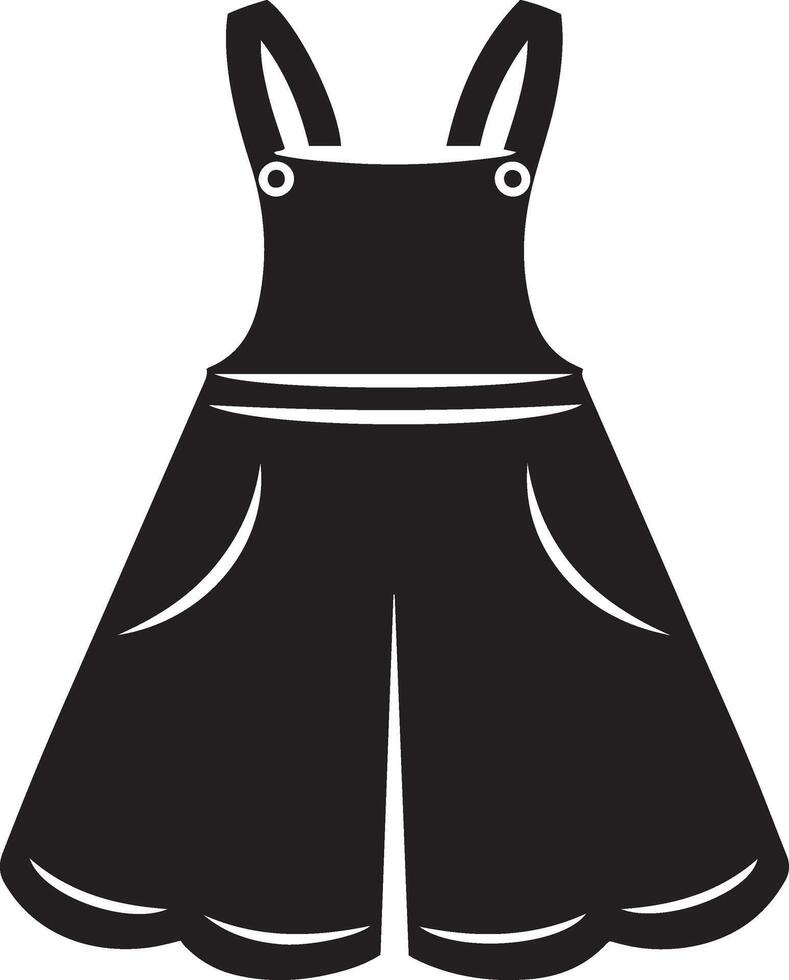 A black overall dress with a white background vector