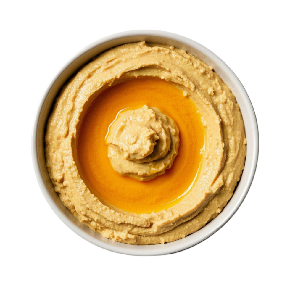 Creamy Hummus Bowl with Fresh Herbs on Transparent Background png