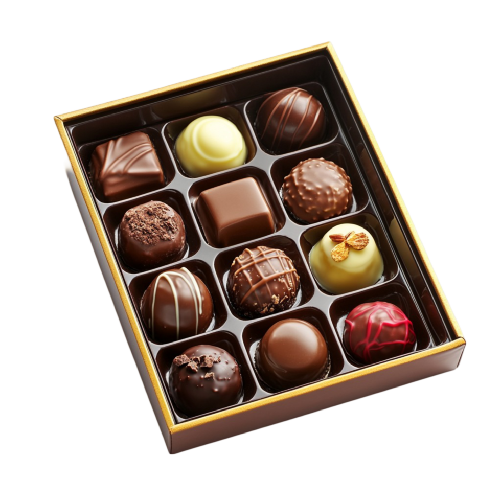 chocolates in a box on a transparent background png