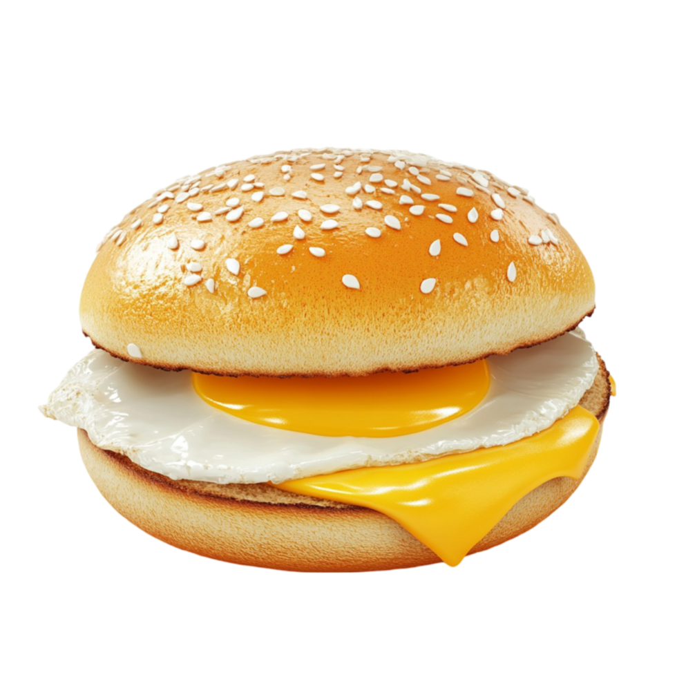 a hamburger with an egg on top of it transparent background png