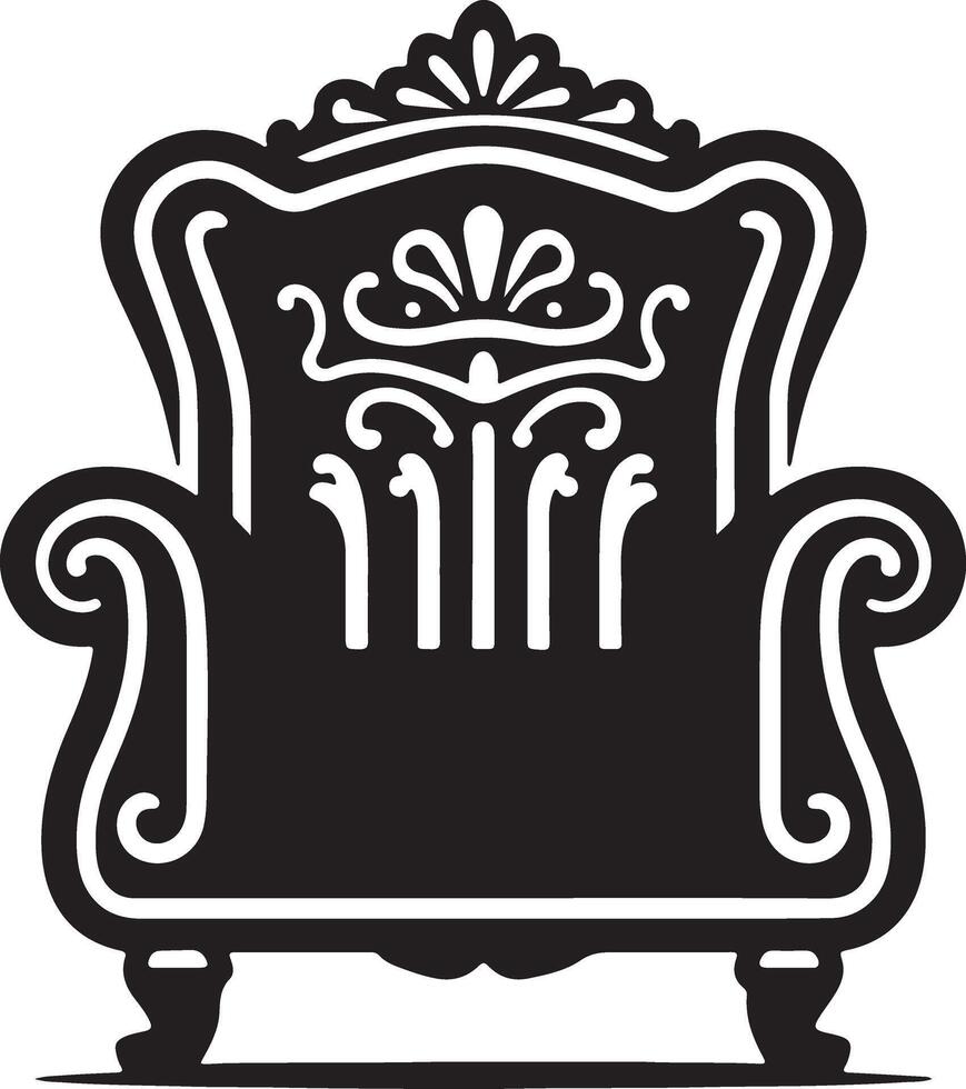 An ornate chair with a crown on it vector