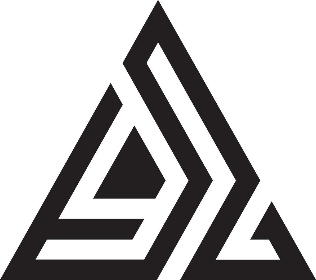 The logo for the company is a black and white triangle vector