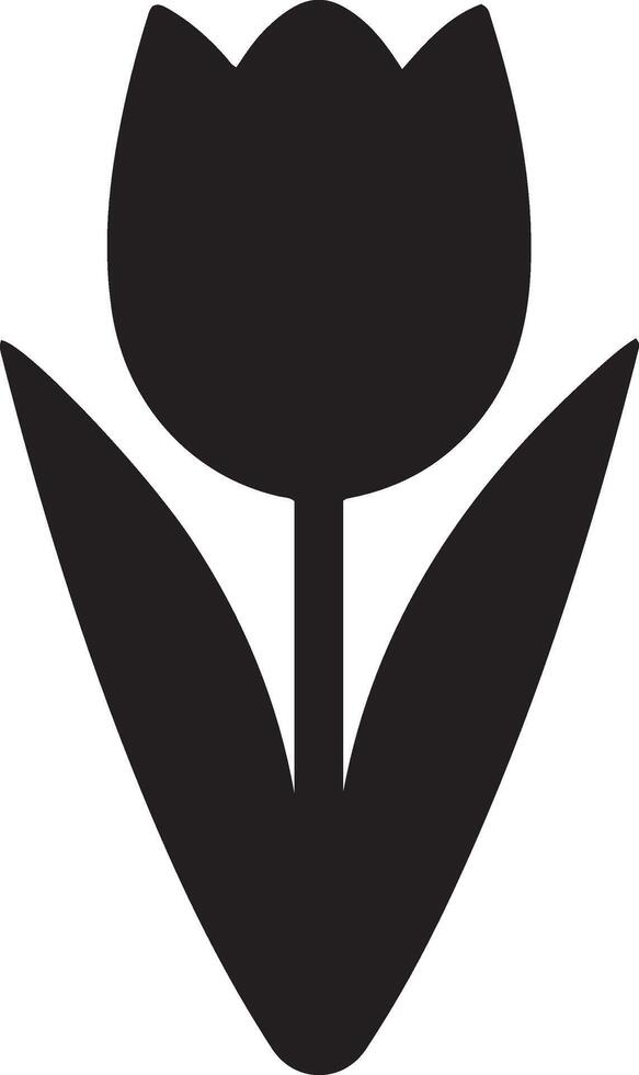 A black and white tulip flower icon vector