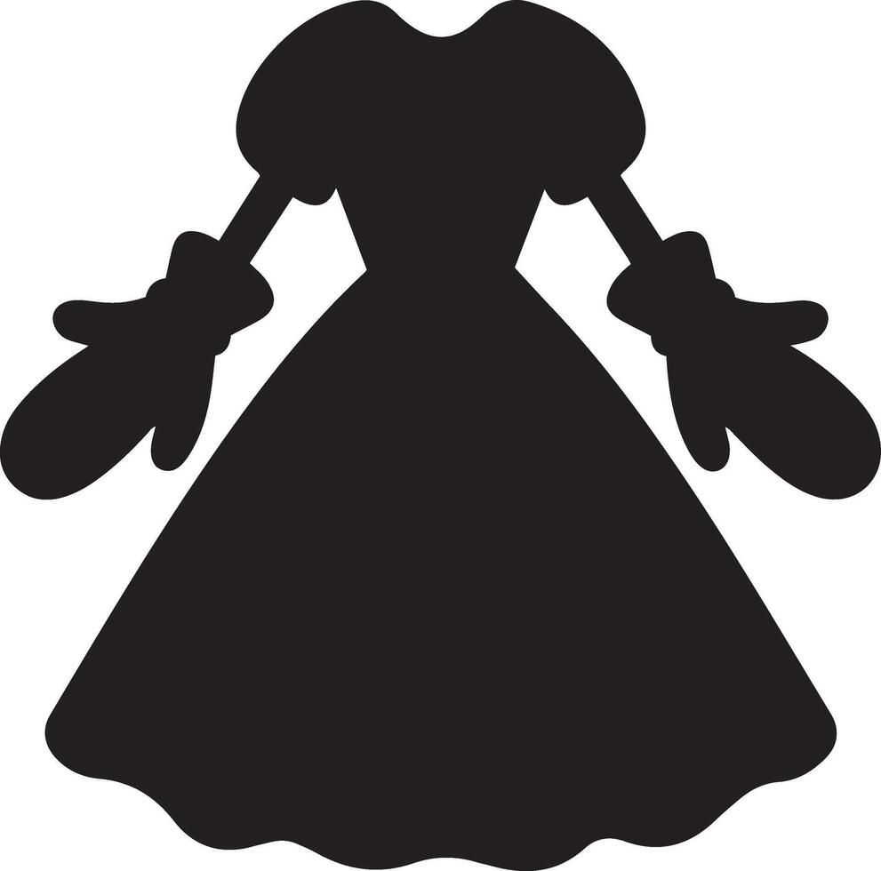 A silhouette of a dress with gloves vector