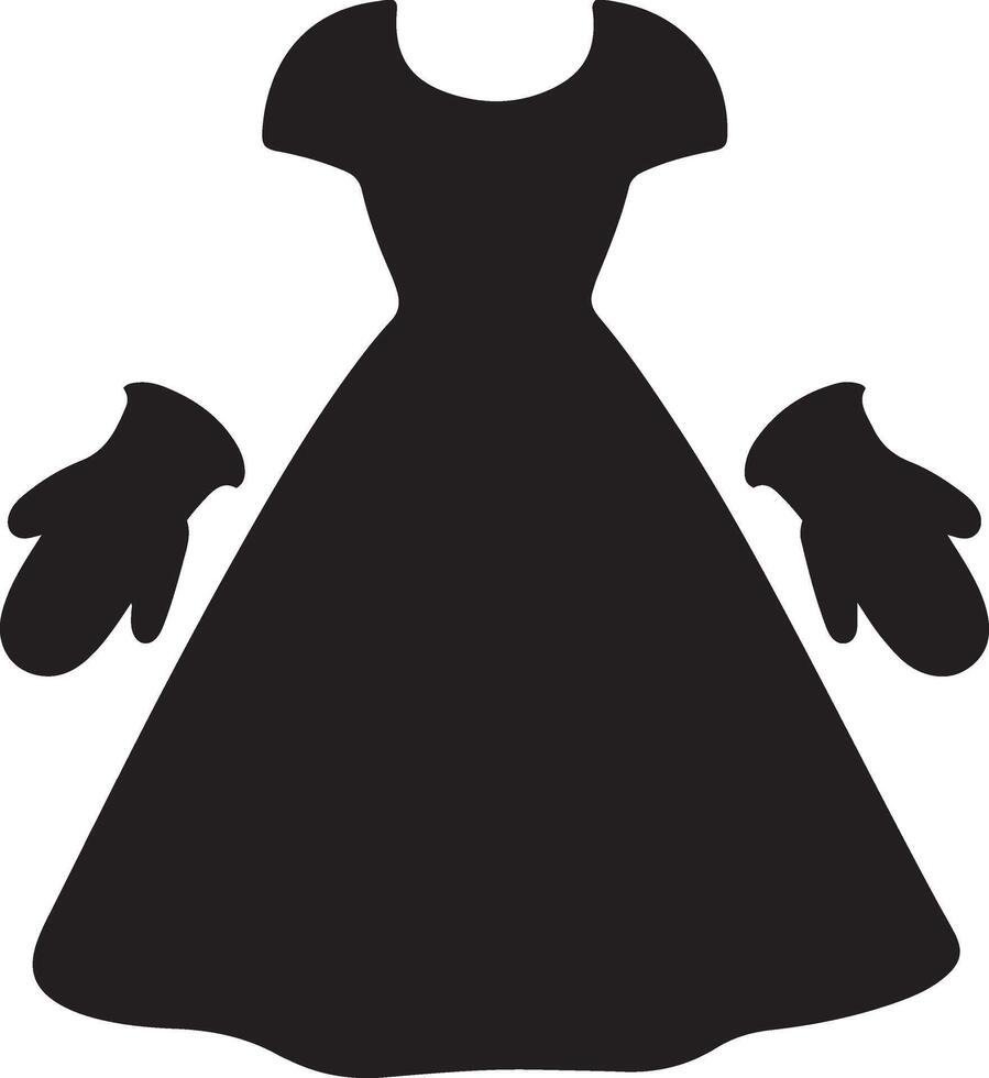 A black dress and gloves silhouette on a white background vector