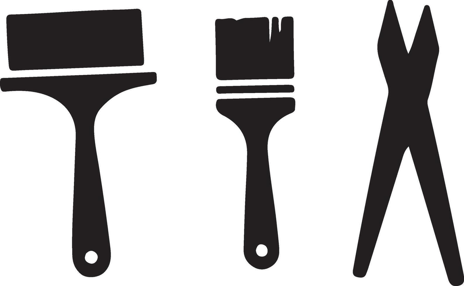 Three different tools are shown in black and white vector