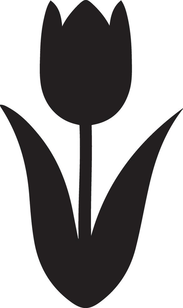 A black and white tulip flower silhouette vector