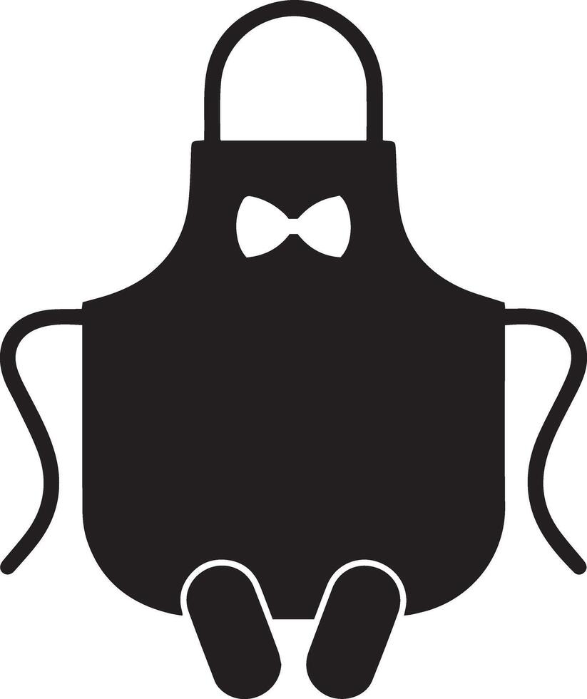 A black apron with a bow tie on it vector
