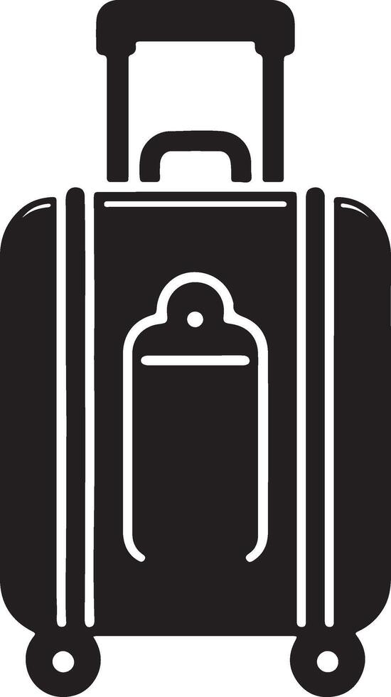 A black and white illustration of a suitcase vector