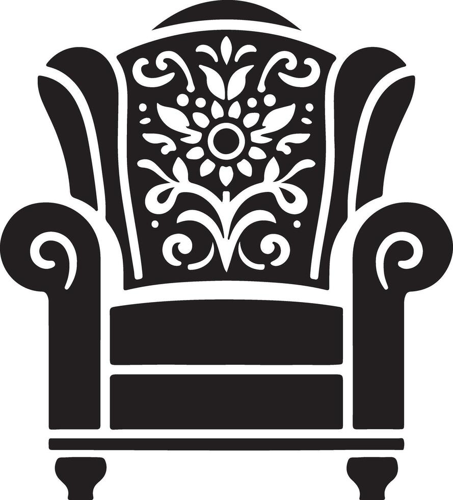 An old chair with floral design on it vector