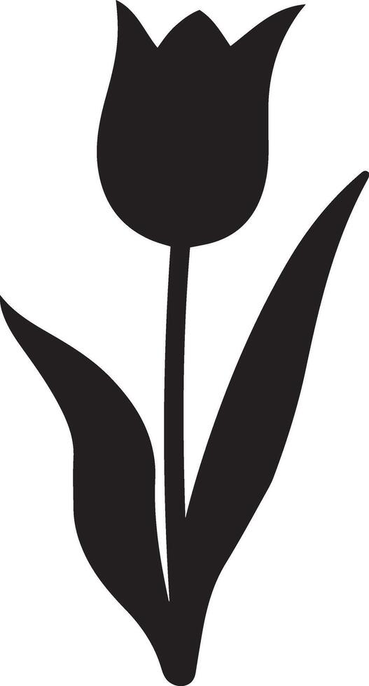 A black and white silhouette of a tulip vector