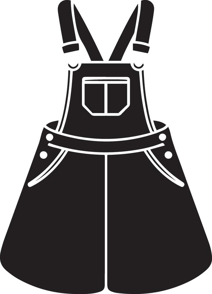 A black and white illustration of a pair of overalls vector