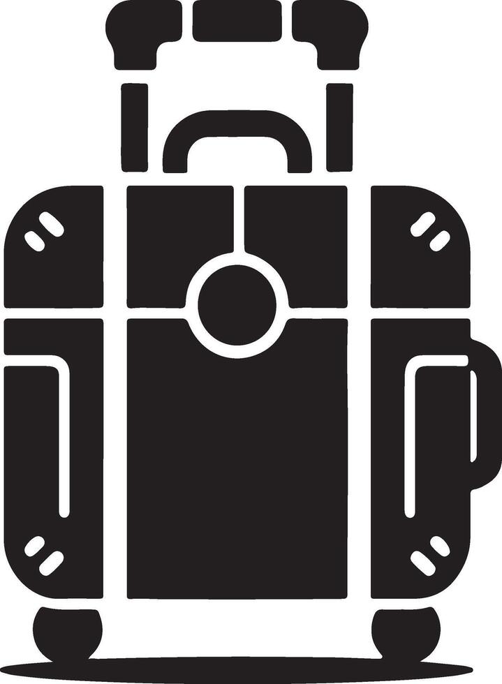 A black and white illustration of a suitcase vector