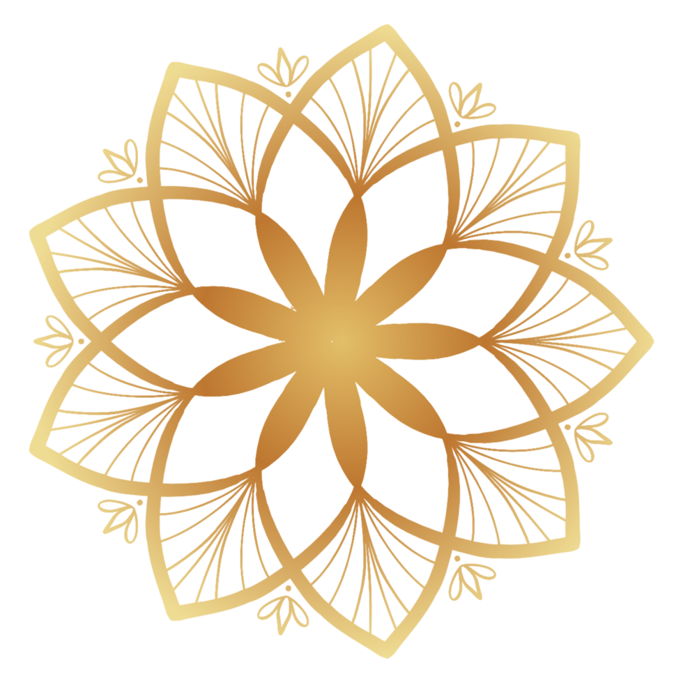 golden flower with leaves on transparent background png
