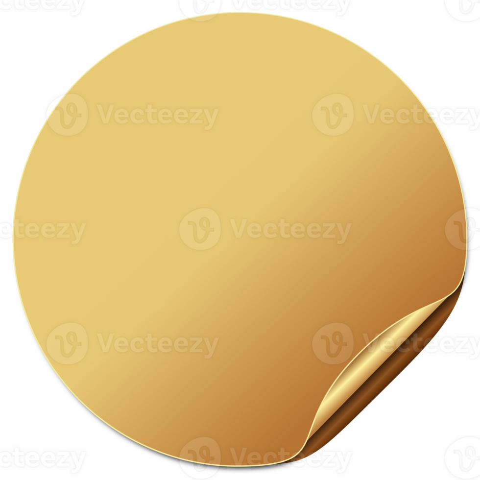 Golden round sticker png