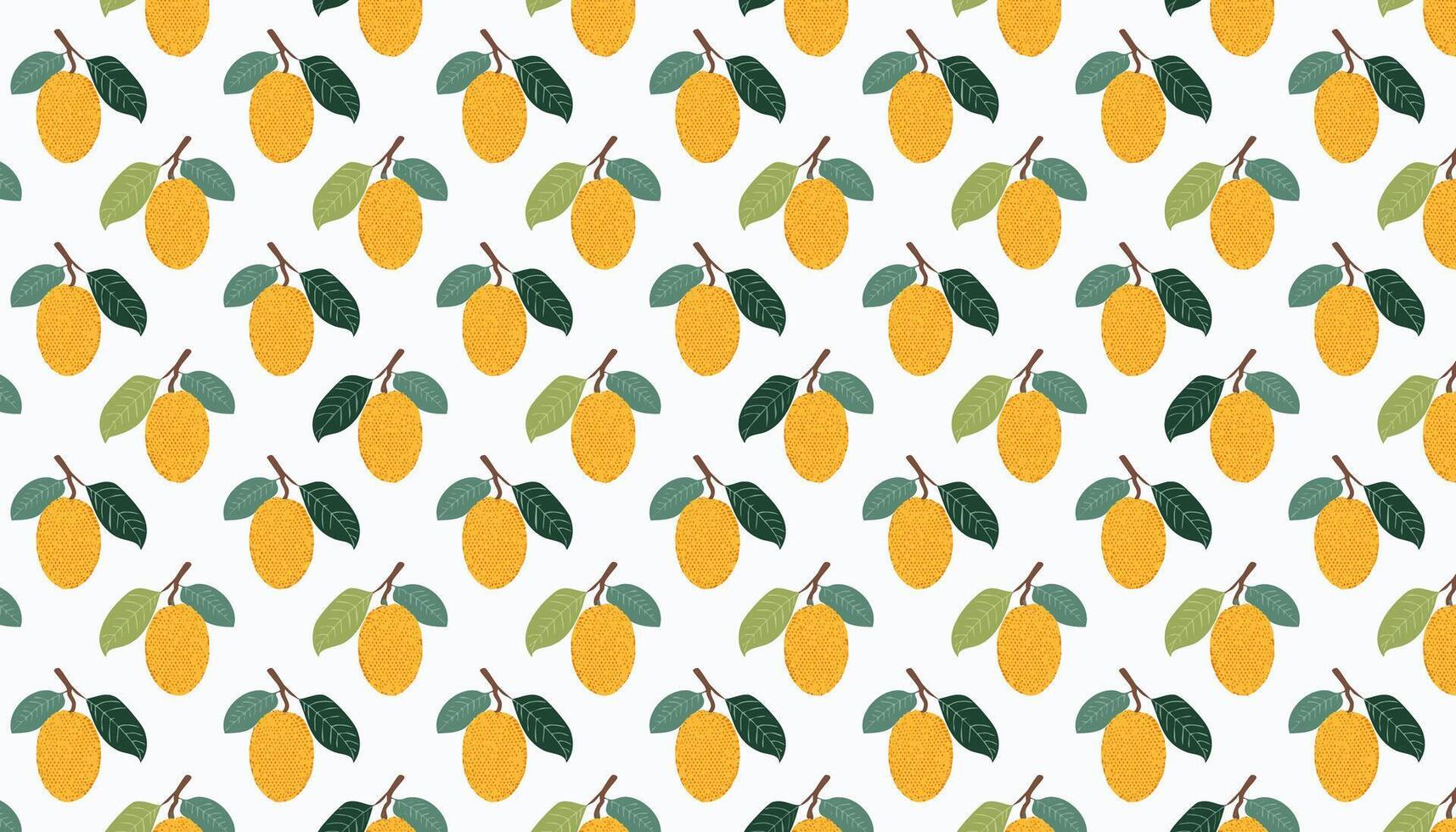 Jack Fruit pattern on white background. illustration in flat style. vector
