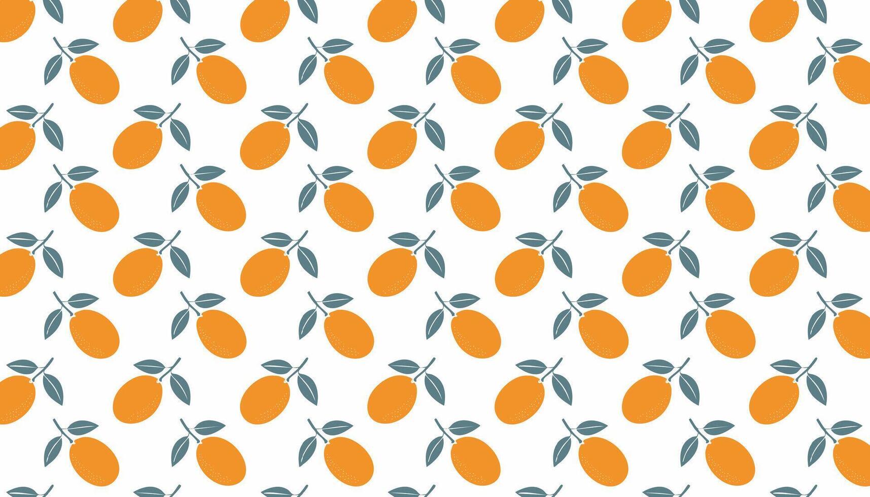 Kumquat fruit pattern on white background. illustration in flat style. vector