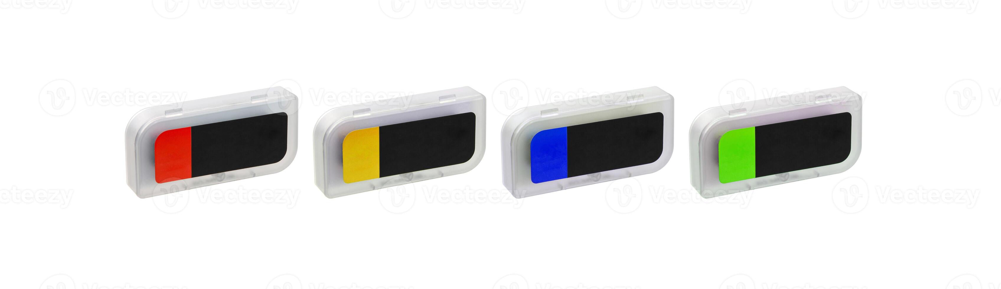 Compact transparent plastic cases suitable for storing small items, isolated on white back photo