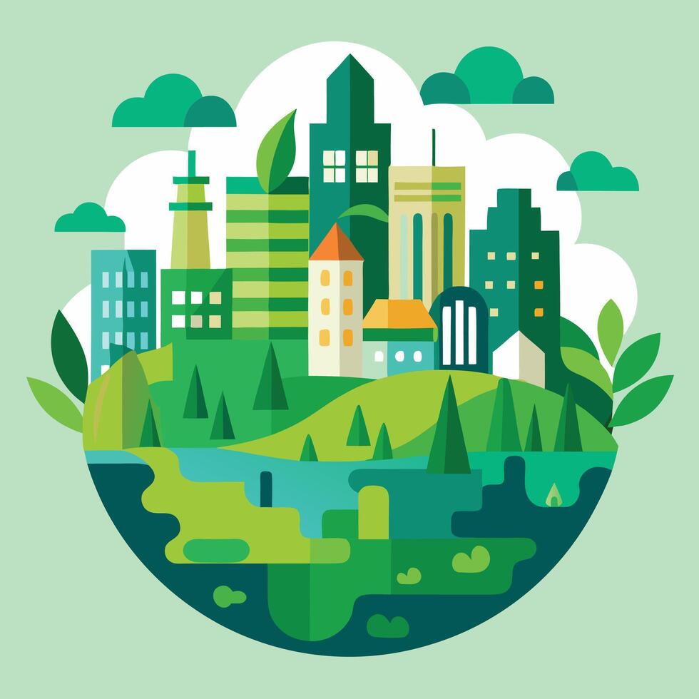 Ecology and environment city scape vector