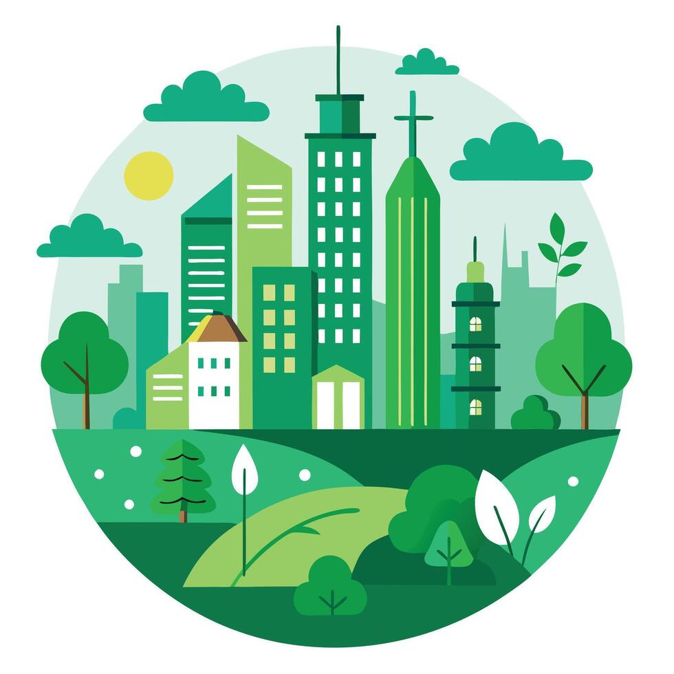 green city buildings vector