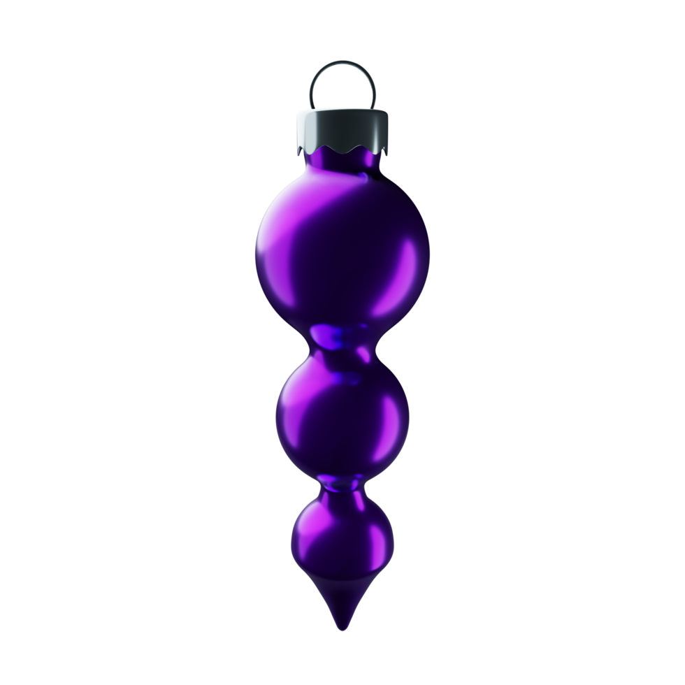 3D Christmas tree toy in the form of an icicle in purple color. png