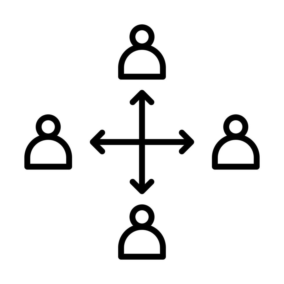 Cross-Functional Team icon line illustration vector