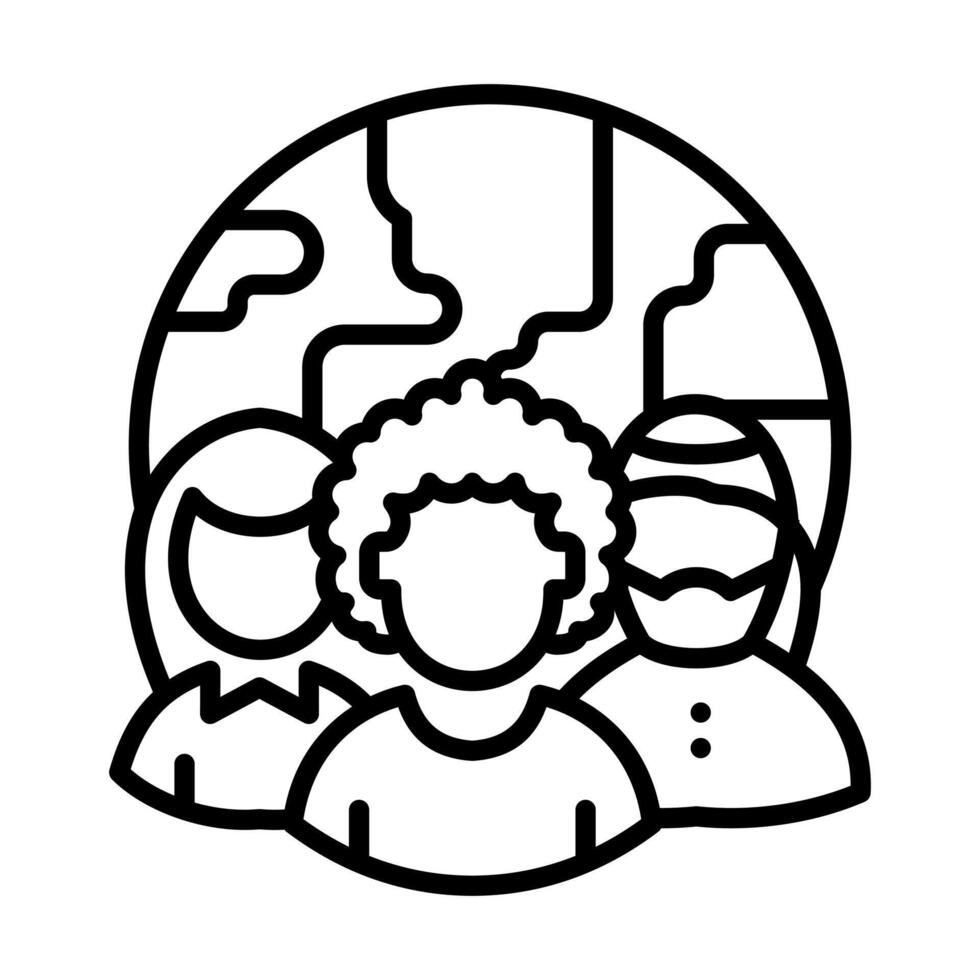 Ethnic Diversity icon line illustration vector