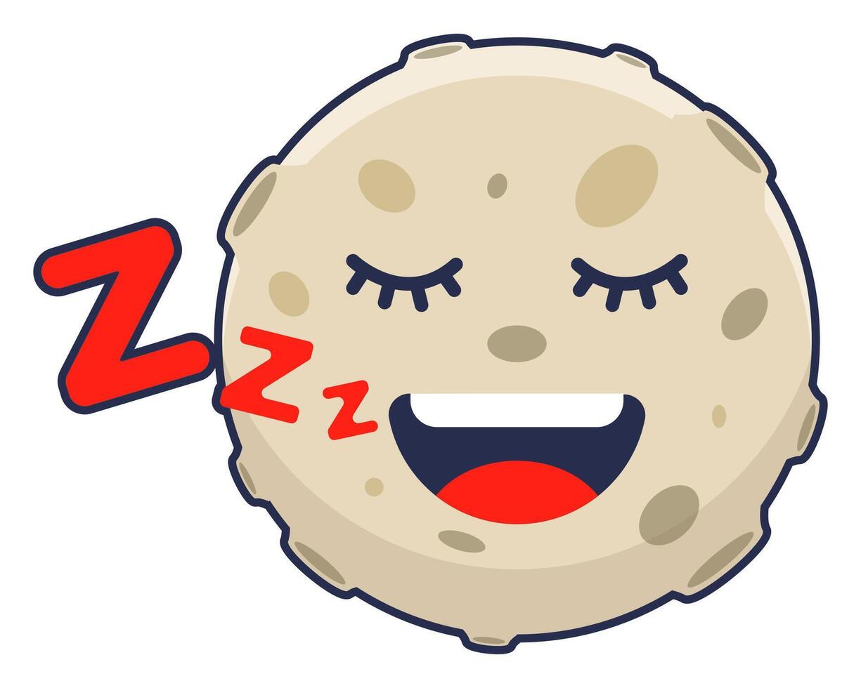 moon character falls asleep. vector