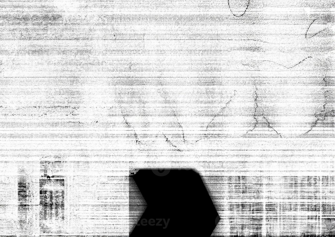 Grainy black and white abstract pattern with horizontal lines and irregular shapes, evoking texture and motion. photo