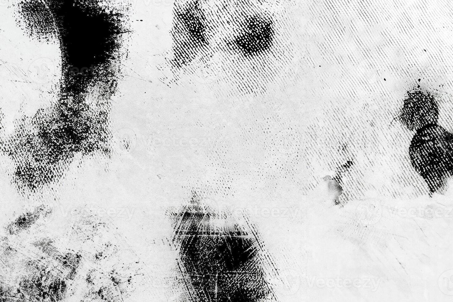 Textured abstract black and white grunge design with artistic smudges and patterns for creative projects. photo