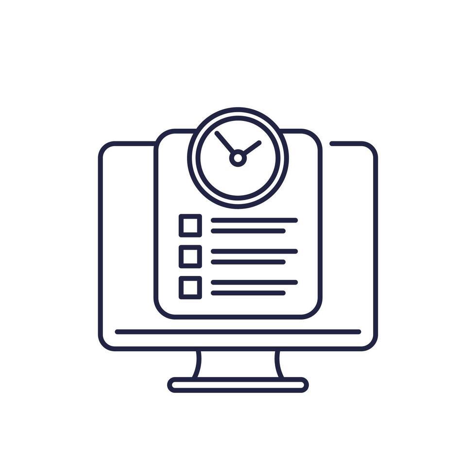 time sheet icon, timesheet software line vector